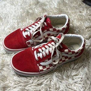 Red checkerboard vans
